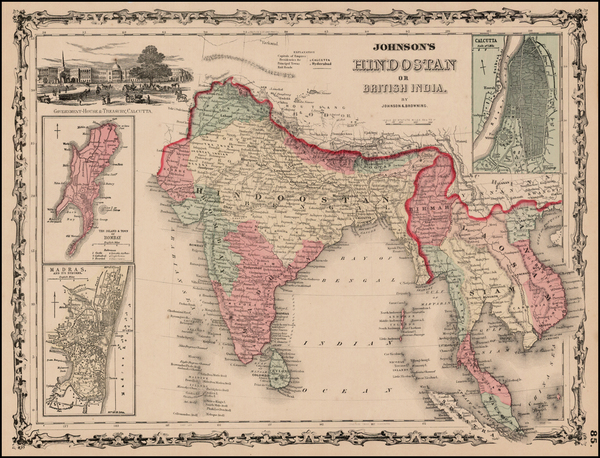 1-India and Southeast Asia Map By Alvin Jewett Johnson  &  Ross C. Browning