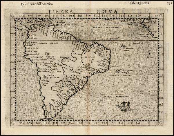 64-South America Map By Girolamo Ruscelli