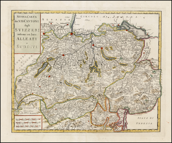 73-Switzerland Map By Giambattista Albrizzi