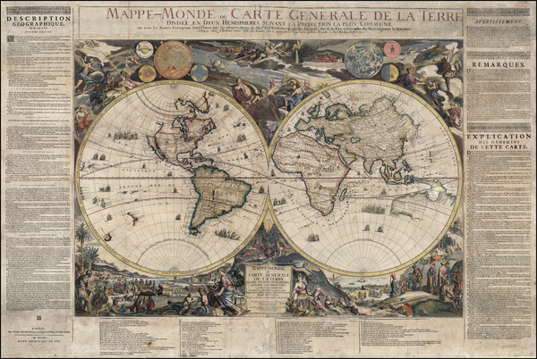 25-World, World, Celestial Maps and Curiosities Map By Nicolas de Fer