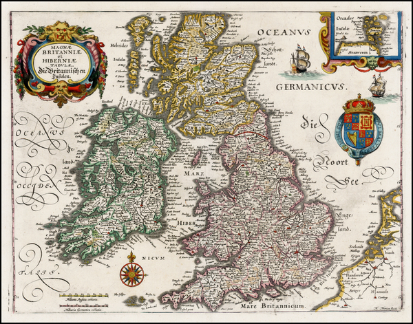 44-British Isles Map By Matthaus Merian