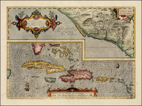 56-Southeast, Mexico and Caribbean Map By Abraham Ortelius