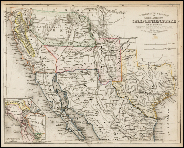 42-Texas, Southwest, Rocky Mountains, Mexico and California Map By Joseph Meyer