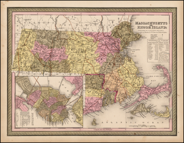 76-New England Map By Samuel Augustus Mitchell