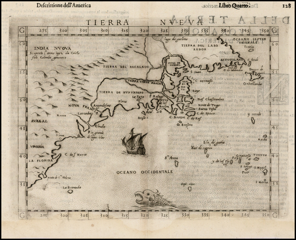 42-New England, Southeast and Canada Map By Girolamo Ruscelli