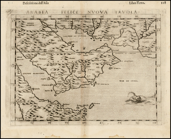 21-Middle East and Arabian Peninsula Map By Girolamo Ruscelli