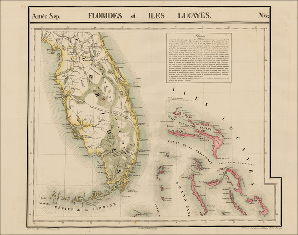 34-Florida and Caribbean Map By Philippe Marie Vandermaelen