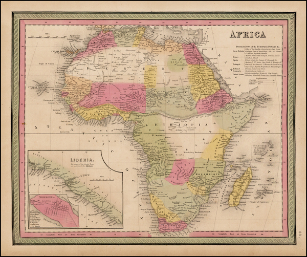 56-Africa and Africa Map By Samuel Augustus Mitchell