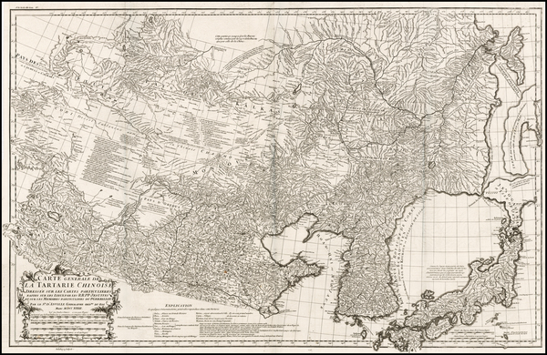 54-China, Japan, Korea and Central Asia & Caucasus Map By Jean-Baptiste Bourguignon d'Anville