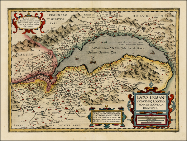 15-Switzerland and France Map By Abraham Ortelius