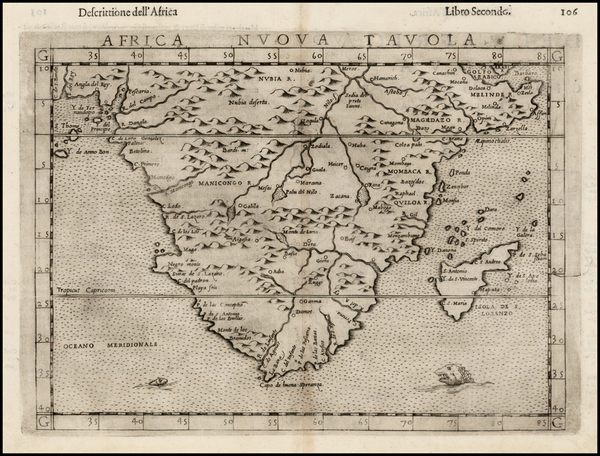 29-South Africa Map By Girolamo Ruscelli