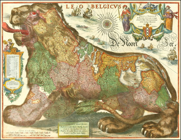 34-Netherlands, Comic & Anthropomorphic and Curiosities Map By Cornelis II Danckerts