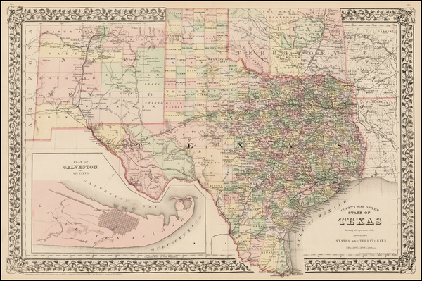 75-Texas, Plains and Southwest Map By Samuel Augustus Mitchell Jr.