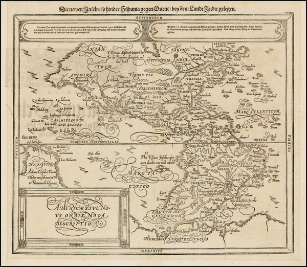 85-Western Hemisphere, South America and America Map By Sebastian Munster