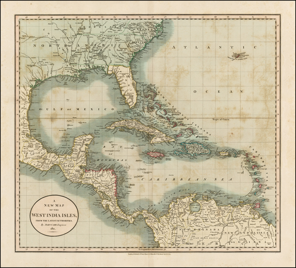 4-Florida, South, Southeast and Caribbean Map By John Cary