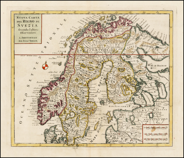 37-Scandinavia and Sweden Map By Giambattista Albrizzi