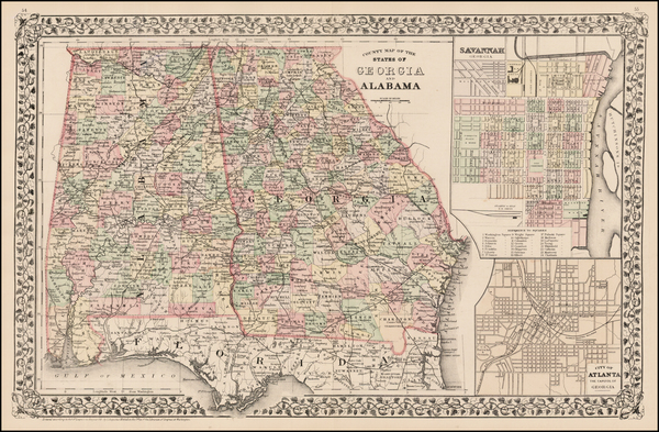 6-South and Southeast Map By Samuel Augustus Mitchell Jr.