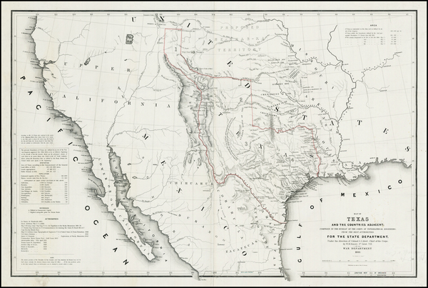 94-Texas, Plains, Southwest, Rocky Mountains and California Map By William Hemsley Emory