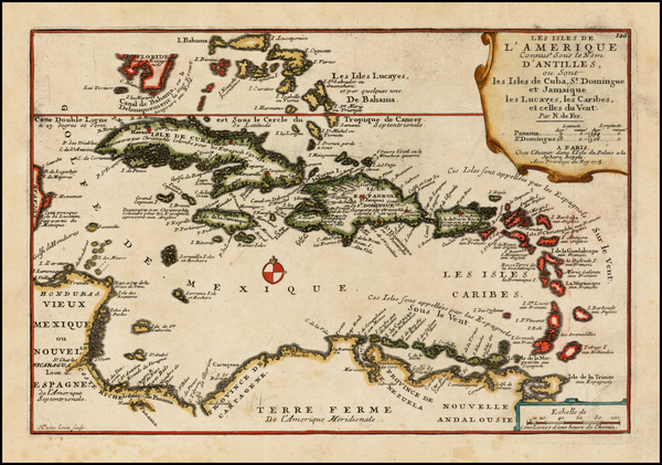 19-Caribbean, Central America and South America Map By Nicolas de Fer