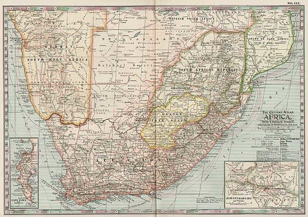 3-Africa and South Africa Map By The Century Company