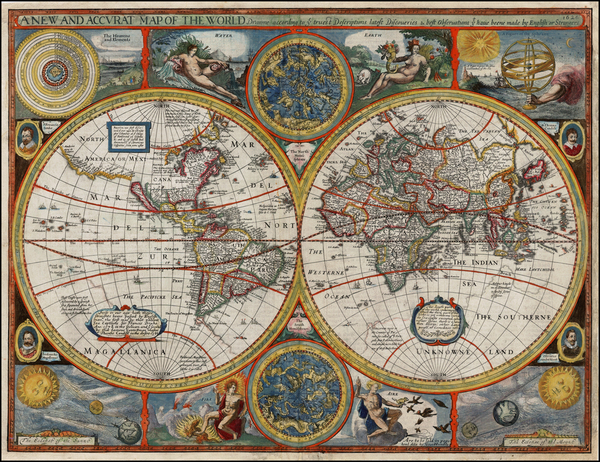 14-World, World and Celestial Maps Map By John Speed