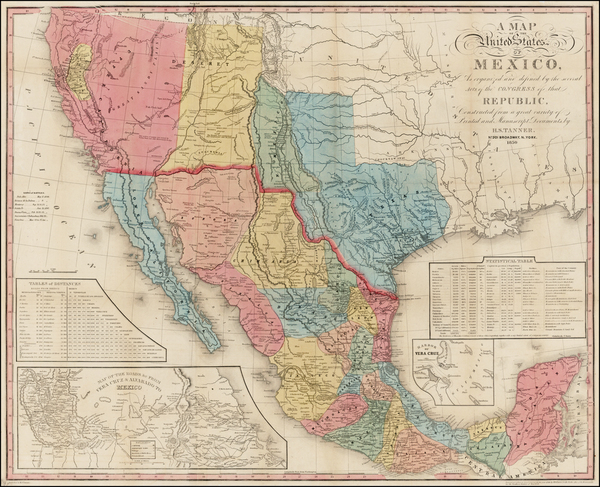 83-Texas, Plains, Southwest, Rocky Mountains, Mexico, Baja California and California Map By Henry 