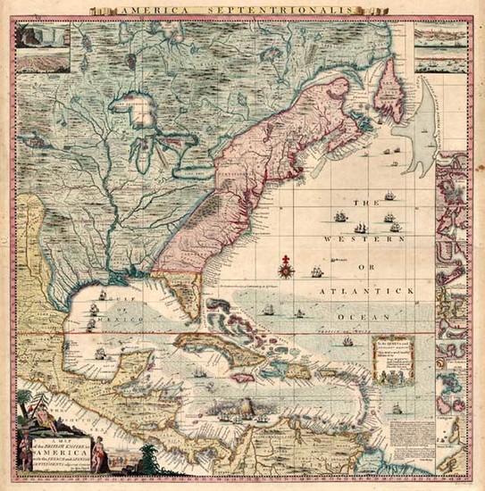 65-United States, North America and Canada Map By Henry Popple