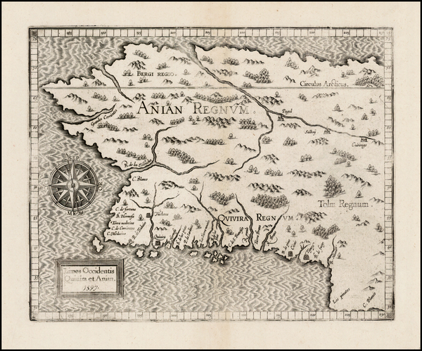 74-Alaska, California and Canada Map By Cornelis van Wytfliet