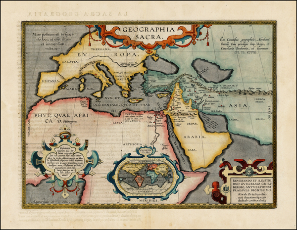 73-World, Europe, Europe, Middle East, Holy Land, Africa and Africa Map By Abraham Ortelius