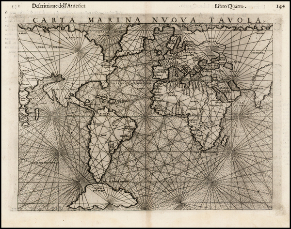 98-World and World Map By Girolamo Ruscelli