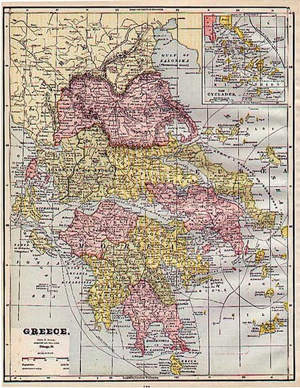 40-Europe and Greece Map By George F. Cram