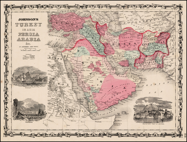 57-Middle East and Turkey & Asia Minor Map By Benjamin P Ward  &  Alvin Jewett Johnson