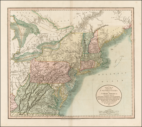 2-New England, Mid-Atlantic and Midwest Map By John Cary