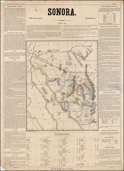 58-Southwest and Mexico Map By Antonio Garcia y Cubas