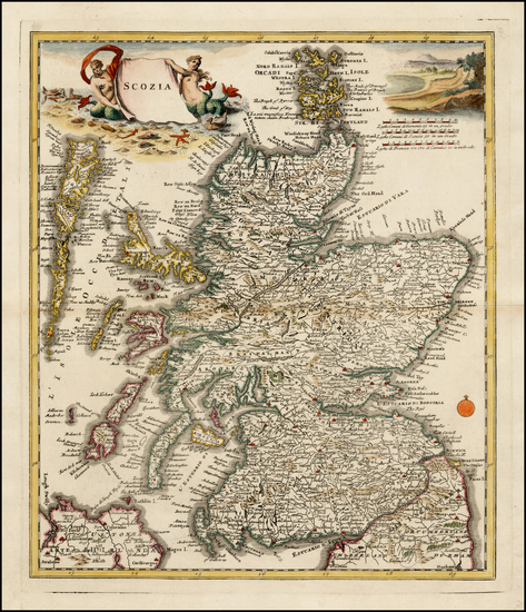 68-Scotland Map By Giambattista Albrizzi