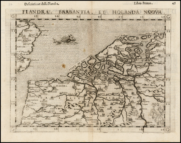 58-British Isles and Netherlands Map By Girolamo Ruscelli