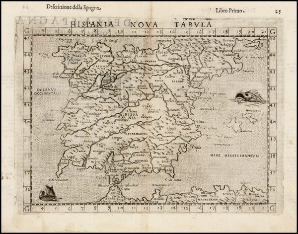 8-Spain and Portugal Map By Girolamo Ruscelli