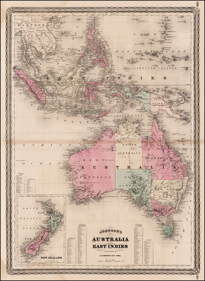 60-Southeast Asia, Philippines, Australia and New Zealand Map By Alvin Jewett Johnson