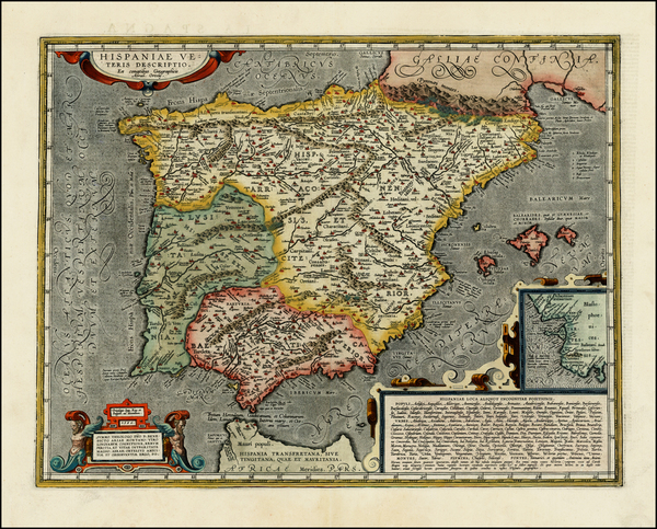 3-Spain and Portugal Map By Abraham Ortelius