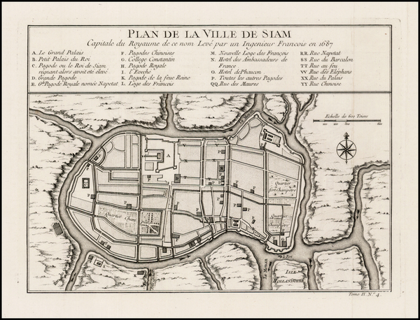 4-Thailand, Cambodia, Vietnam Map By Jacques Nicolas Bellin