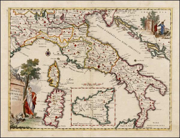 43-Italy and Balearic Islands Map By Giambattista Albrizzi