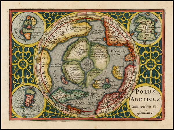 53-Northern Hemisphere, Polar Maps and Alaska Map By  Gerard Mercator