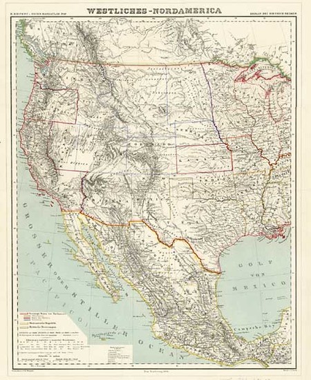 33-Southwest, Rocky Mountains and California Map By Dietrich Reimer  &  Heinrich Kiepert