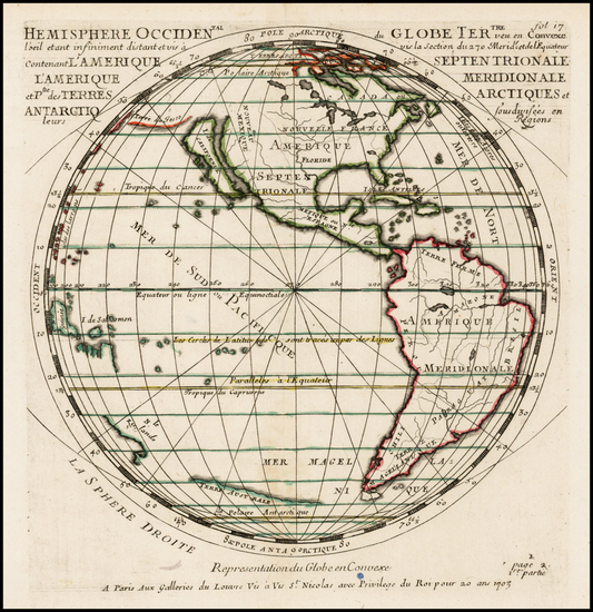 60-Western Hemisphere and Pacific Map By Pierre Moullart-Sanson