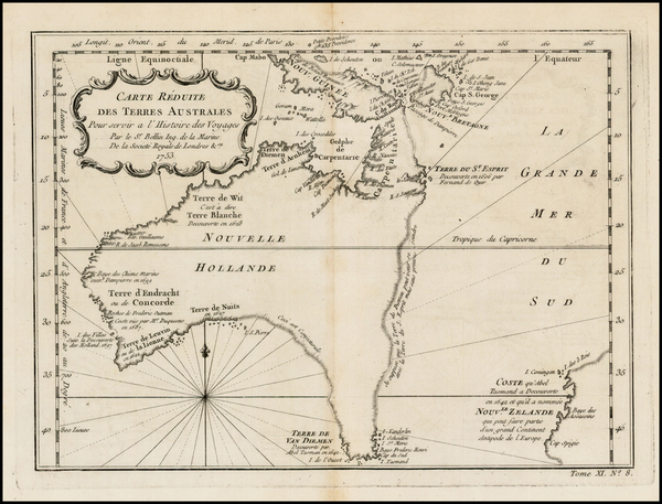 19-Australia Map By Jacques Nicolas Bellin