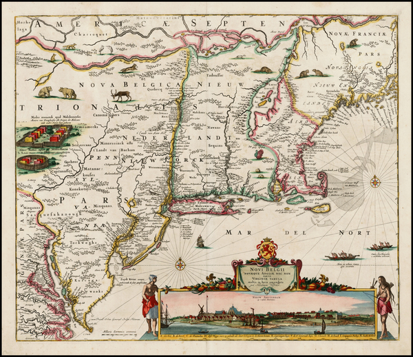 36-New England, Mid-Atlantic and Canada Map By Nicolaes Visscher I