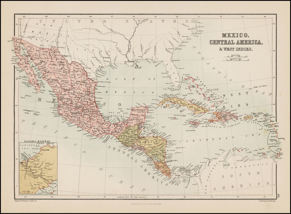 2-Mexico, Caribbean and Central America Map By Adam & Charles Black