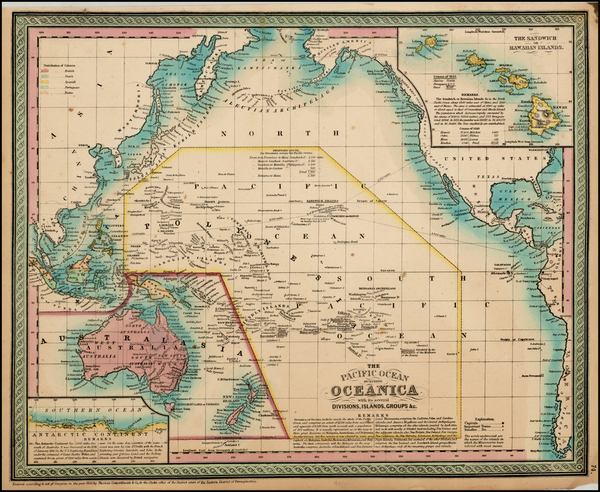 100-Australia & Oceania, Pacific, Oceania and Other Pacific Islands Map By Thomas, Cowperthwait