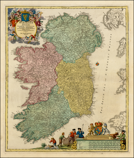 100-Ireland Map By Johann Baptist Homann