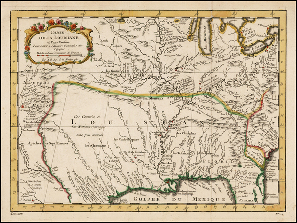 21-South, Midwest, Plains and Southwest Map By Jacques Nicolas Bellin